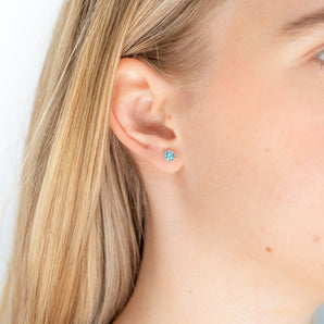 Sterling Silver 5mm Light Blue Crystal Stud Earrings