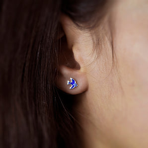 Sterling Silver Bluebird Stud Earrings
