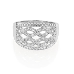 Sterling Silver Infinity Diamond Ring with 1 Brilliant Cut Diamond