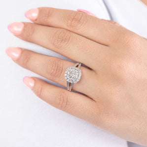 Sterling Silver 1/5 Carat Diamond Ring with 25 Brilliant Diamonds