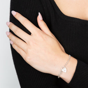 Sterling Silver 19cm Curb Keyhole Padlock Bracelet