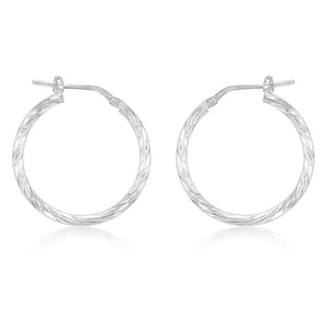 Sterling Silver Twisted 20mm Hoop Earrings