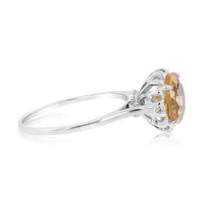 Sterling Silver Round Citrine Fancy Ring