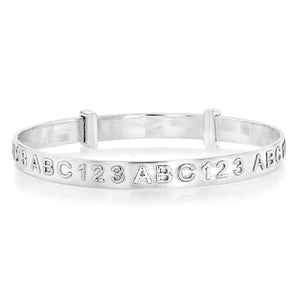 Sterling Silver ABC123 Expandable Baby Bangle