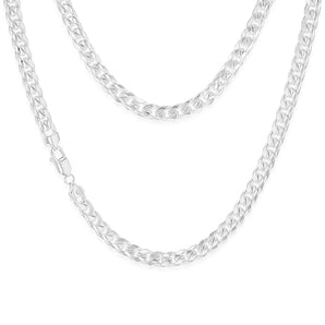 Sterling Silver Curb Beveled 55cm Chain