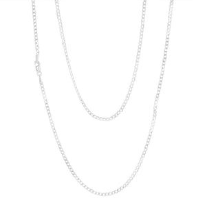 Sterling Silver Beveled 60 Gauge Curb 55cm Chain