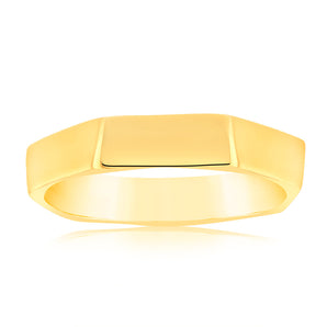 Sterling Silver Gold Plated Polished Octagonal Ring