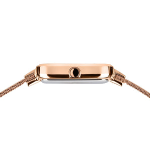 Bering Petite Square 35mm Rose Gold Milanese Strap Watch