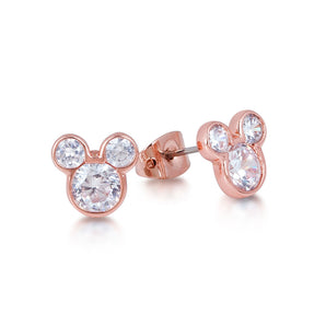 Disney Rose Gold Plated Mickey Mouse Crystal Stud Earrings