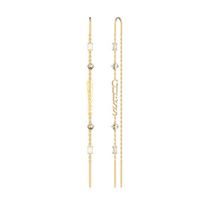 Guess Stainless Steel Gold Plated 80mm Logo Threader Drop Earrings
