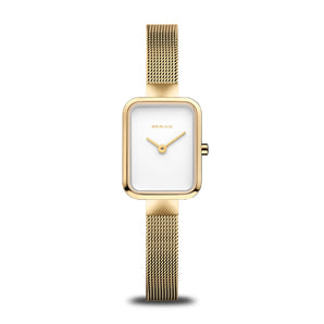 Bering Petite Square 35mm Gold Milanese Strap Watch