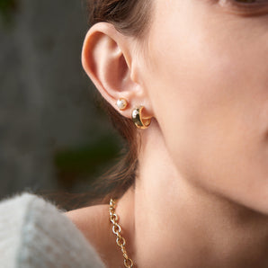 Ania Haie Gold Sparkle Wide Huggie Hoop Earrings