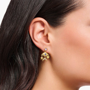 THOMAS SABO Gold Cosmic Earrings with Stylised Eye