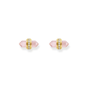 THOMAS SABO Crystal Ear Studs with Rose Quartz Gold