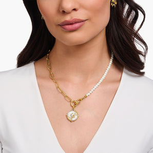 THOMAS SABO Gold Crescent Moon Pendant with Colourful Stones