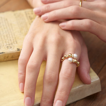 Ania Haie Gold Pearl Sparkle Adjustable Wrap Ring