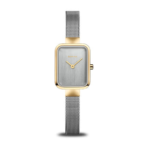 Bering Petite Square 35mm Silver Gold Milanese Strap Watch
