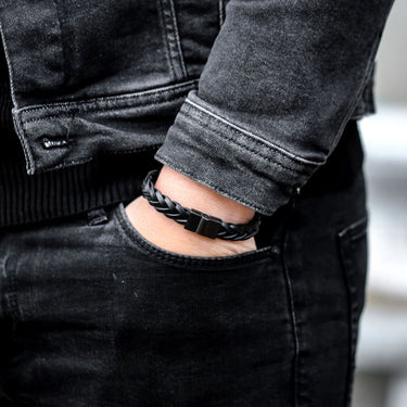 Rebel and Rose Full Metal Braided Black Black Bracelet