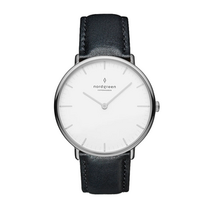 Nordgreen Native 32mm White Automatic with Black Leather Strap Watch