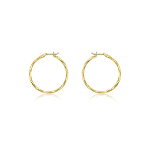 Ice Jewellery 9K Yellow Gold Diamond Cut Hoop Earrings 28mm - 1.51.2639 | Ice Jewellery Australia