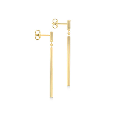 Ice Jewellery 9K Yellow Gold Round Bar Drop Earrings 41mm - 1.56.3939 | Ice Jewellery Australia
