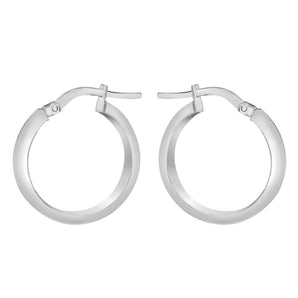 Ice Jewellery 9K White Gold 3mm Rectangular-Tube 15mm Hoop Creole Earrings - 5.51.0889 | Ice Jewellery Australia