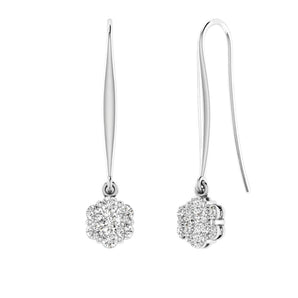 Ice Jewellery Cluster Hook Diamond Earrings with 0.10ct Diamonds in 9K White Gold - 9WSH10GH | Ice Jewellery Australia