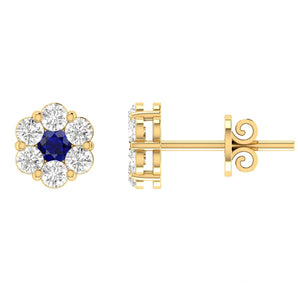 Ice Jewellery Sapphire Diamond Stud Earrings with 0.53ct Diamonds in 9K Yellow Gold - 9YRE75GHS | Ice Jewellery Australia