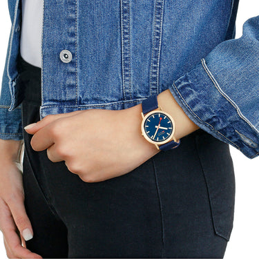 Mondaine Official Swiss Railways Classic Deep Ocean Blue Textile 36mm Watch - A660.30314.40SBQ | Ice Jewellery Australia