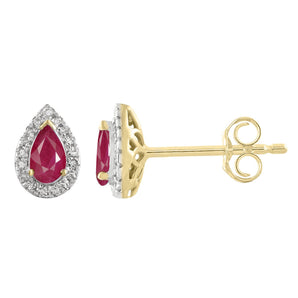 Ice Jewellery Diamond Ruby Earrings with 0.10ct Diamonds in 9K Yellow Gold - E-15558RB-010-Y | Ice Jewellery Australia