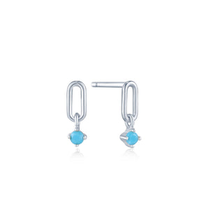 Ania Haie Turquoise Silver Link Stud Earrings - E033-02H | Ice Jewellery Australia