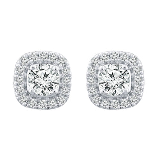 Ice Jewellery Halo Stud Earrings with 0.50ct Diamonds in 9K White Gold - EF-5970-W | Ice Jewellery Australia