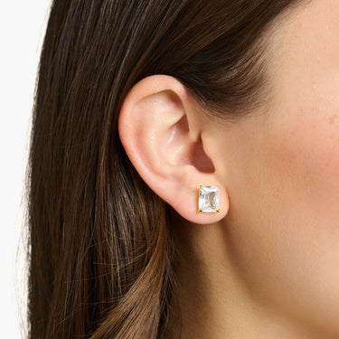 Ear Studs White Stone Gold | Ice Jewellery Australia