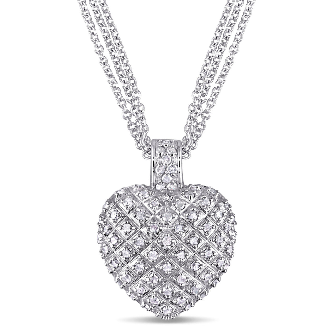 Sterling silver deals diamond heart necklace