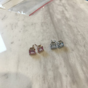 Georgini Emilio Pink Sapphire Double Baguette Earrings - IE849P | Ice Jewellery Australia