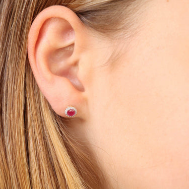 Ice Jewellery Ruby Earrings with 0.05ct Diamonds in 9K Yellow Gold | Ice Jewellery Australia