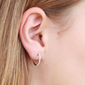 Ice Jewellery Hoop Earrings with 0.10ct Diamond in 9K White Gold | Ice Jewellery Australia