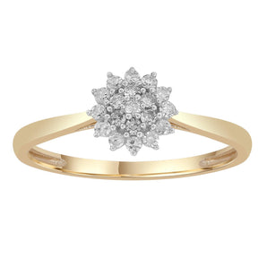 Ice Jewellery Cluster Ring with 0.15ct Diamonds in 9K Yellow Gold -  IGR-35691-Y | Ice Jewellery Australia