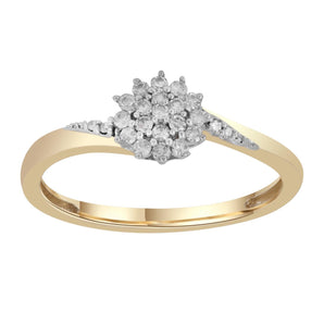 Ice Jewellery Cluster Ring with 0.15ct Diamonds in 9K Yellow Gold -  IGR-36030-Y | Ice Jewellery Australia