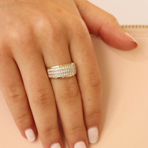 Ice Jewellery Three Layer Ring with 0.50ct Diamonds in 9K Yellow Gold -  IGR-36316-Y | Ice Jewellery Australia