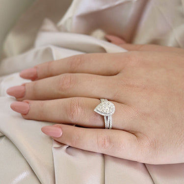 Ice Jewellery Pear Ring Set with 1ct Diamonds in 18K White Gold -  IGR-36983-100-W | Ice Jewellery Australia