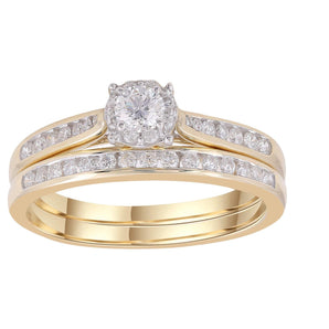 Ice Jewellery Engagement & Wedding Ring Set with 0.50ct Diamonds in 9K Yellow Gold -  IGR-37628-050-Y | Ice Jewellery Australia