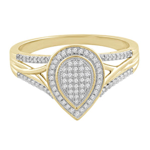 Ice Jewellery Pear Ring with 0.20ct Diamond in 9K Yellow Gold -  IGR-38028-020-Y | Ice Jewellery Australia