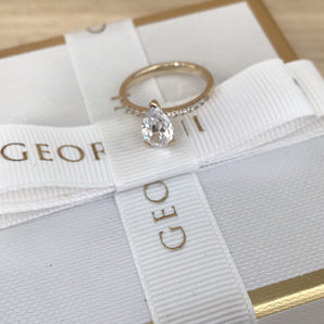 Georgini Pear Cut & Round Brilliant 1.5CT Engagement Ring In Gold -  GR007G | Ice Jewellery Australia