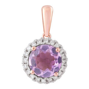 Ice Jewellery Diamond Pink Amethyst Pendant with 0.12ct Diamonds in 9K Rose Gold - P-20448PI-012-R | Ice Jewellery Australia