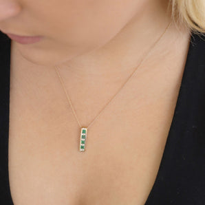 Ice Jewellery Diamond Emerald Pendant with 0.10ct Diamonds in 9K Yellow Gold - P-20514EM-010-Y | Ice Jewellery Australia