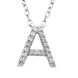 Ice Jewellery Initial 'A' Necklace with 0.06ct Diamonds in 9K White Gold - PF-6263-W | Ice Jewellery Australia