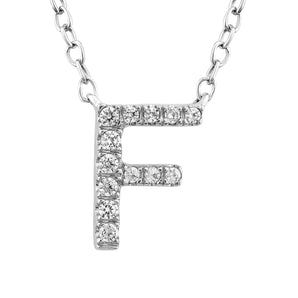 Ice Jewellery Initial 'F' Necklace with 0.06ct Diamonds in 9K White Gold - PF-6268-W | Ice Jewellery Australia