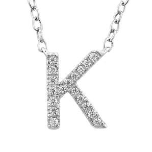 Ice Jewellery Initial 'K' Necklace with 0.06ct Diamonds in 9K White Gold - PF-6273-W | Ice Jewellery Australia