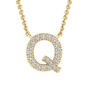 Ice Jewellery Initial 'Q' Necklace wth 0.09ct Diamonds in 9K Yellow Gold - PF-6279-Y | Ice Jewellery Australia